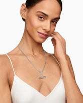 Lexington E/W Barrel Pendant in Sterling Silver with Diamonds, 32mm